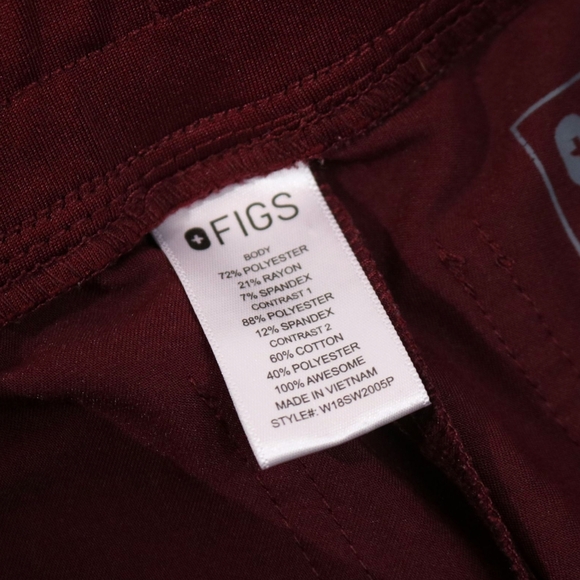 FIGS Zamora Jogger Scrub Pants Burgundy Red Technical Collection Size XX-SMALL - Picture 7 of 9